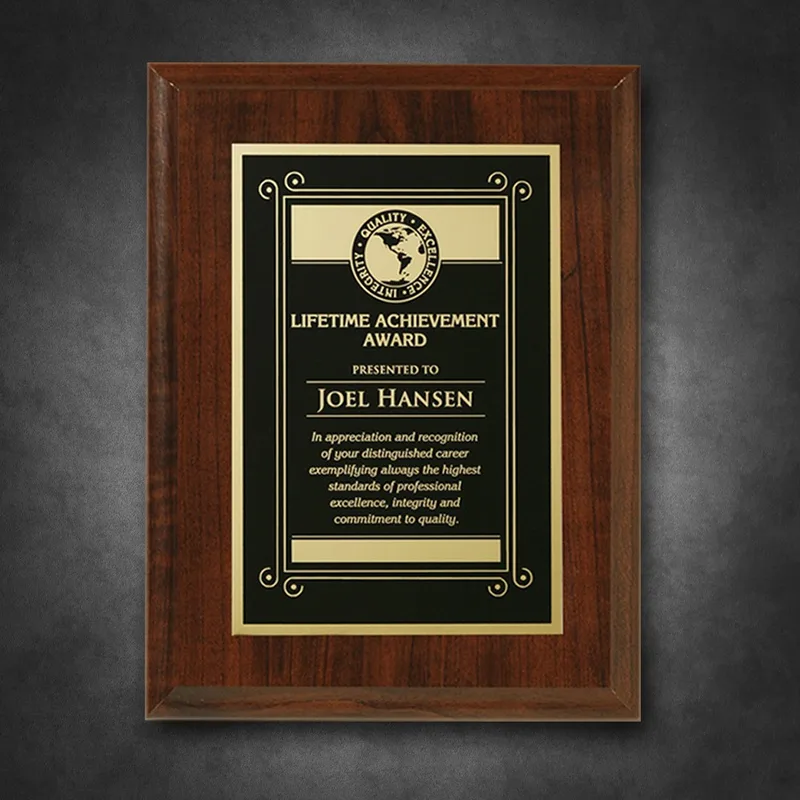 Econo Cherry Plaque 6" x 8" with Lasered Plate