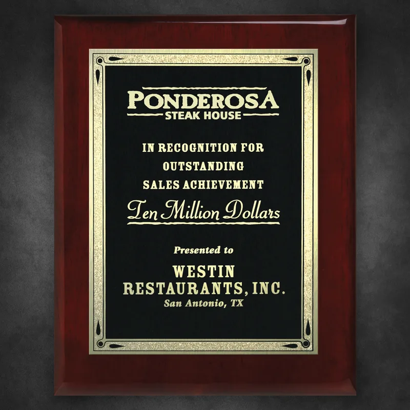 Aberdeen Rosewood Plaque 10-1/2" x 13" with Lasered Plate