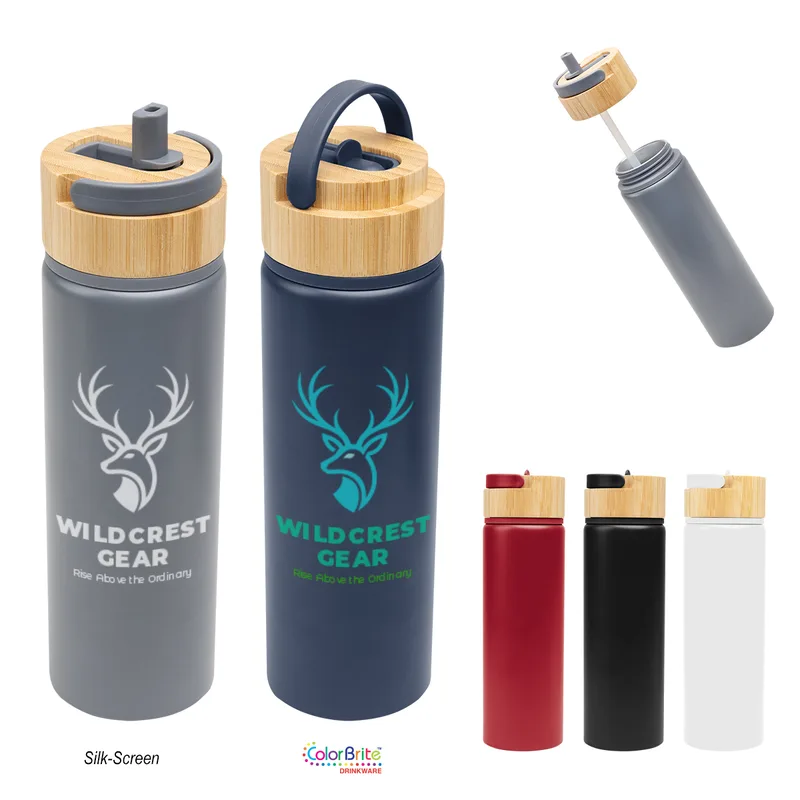 27 Oz. Ellis Recycled Aluminum Bottle With Bamboo Lid