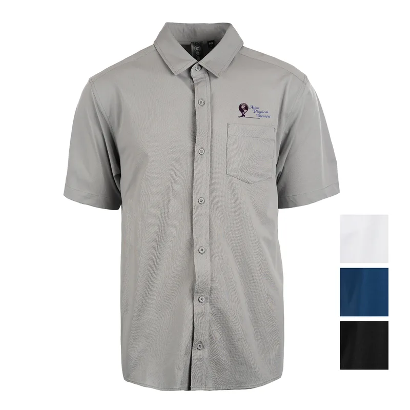 Burnside© Perforated Stretch Woven Button-up