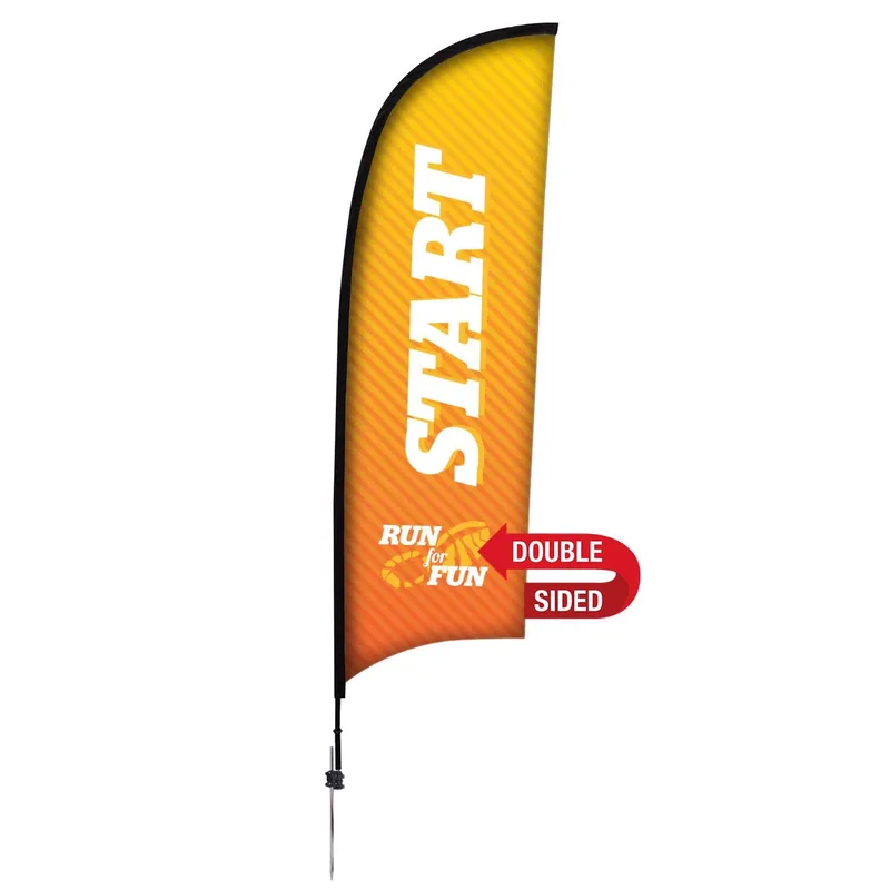 9' Premium Razor Sail Sign Flag, 2-Sided, Ground Spike view 2