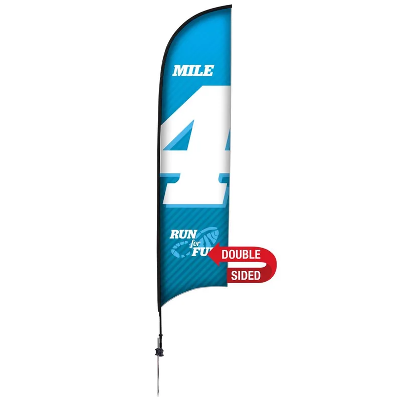13' Premium Razor Sail Sign Flag, 2-Sided, Ground Spike view 2