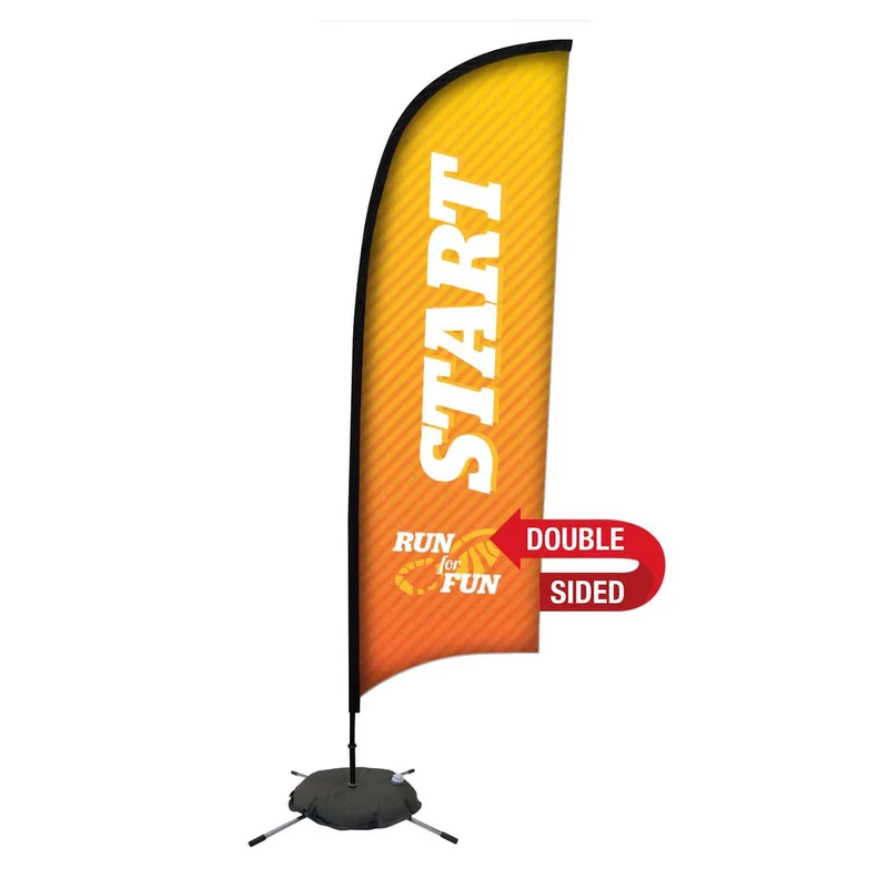 9' Premium Razor Sail Sign Flag, 2-Sided, Scissor Base view 2