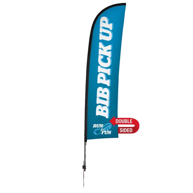 13' Premium Blade Sail Sign Flag, 2-Sided, Ground Spike view 2