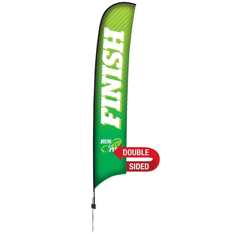 17' Premium Razor Sail Sign Flag, 2-Sided, Ground Spike view 2