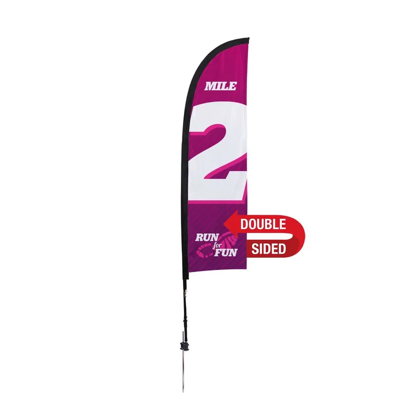 7' Premium Blade Sail Sign Flag, 2-Sided, Ground Spike view 2
