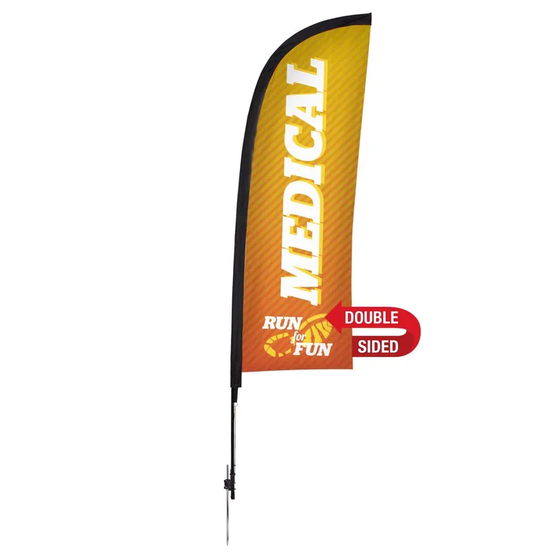 9' Premium Blade Sail Sign Flag, 2-Sided, Ground Spike view 2
