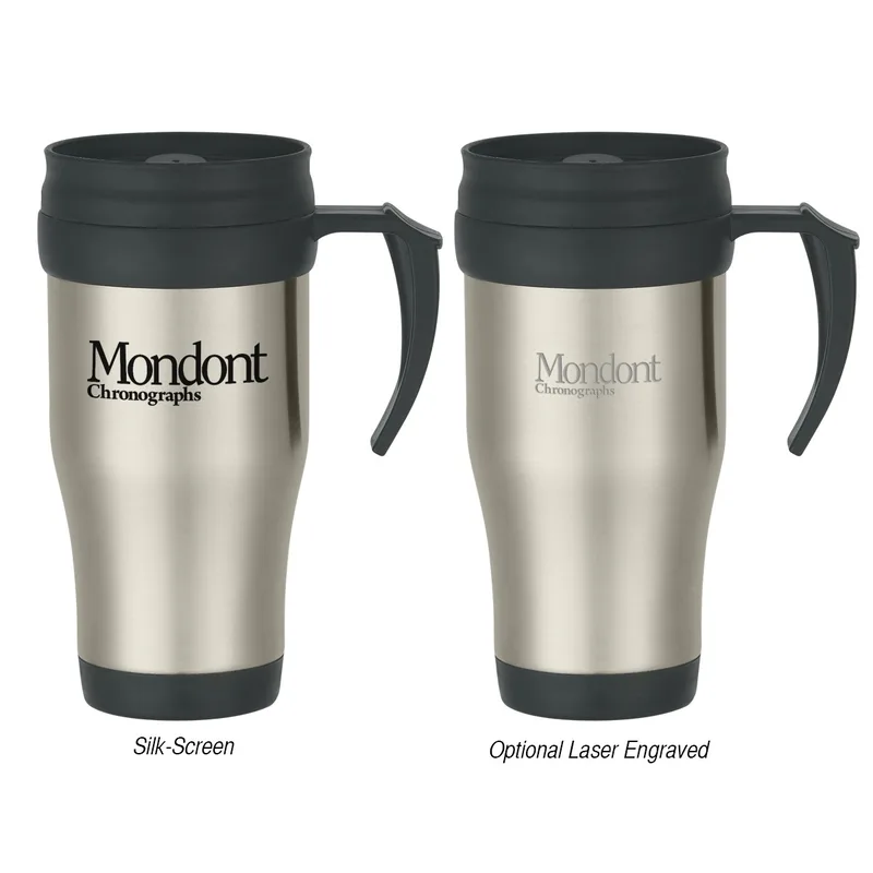 16 Oz. Stainless Steel Slide Action Travel Mug view 2