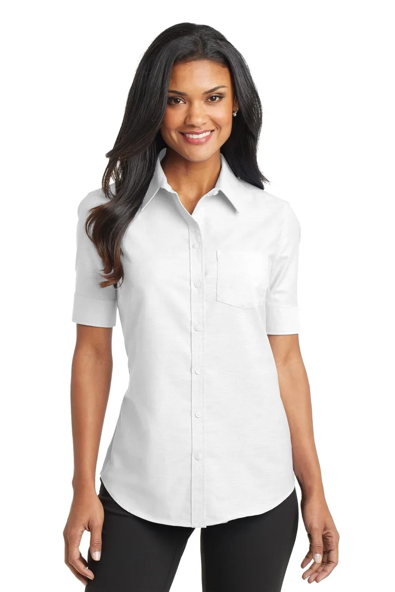 Port Authority® Women's Short Sleeve SuperPro™ Oxford Shirt. view 3
