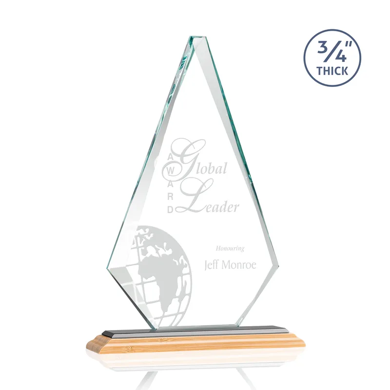 Deep Etch, Standard base, Bamboo, Black, 9" x 13.25" x 3"