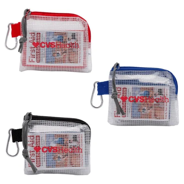 First Aid Kit in a Zippered Clear Nylon Bag