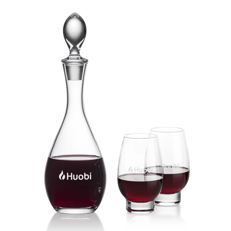Decanter Stemless Set, Stemless Edderton Wine Set, Decanter & 2 Stemless