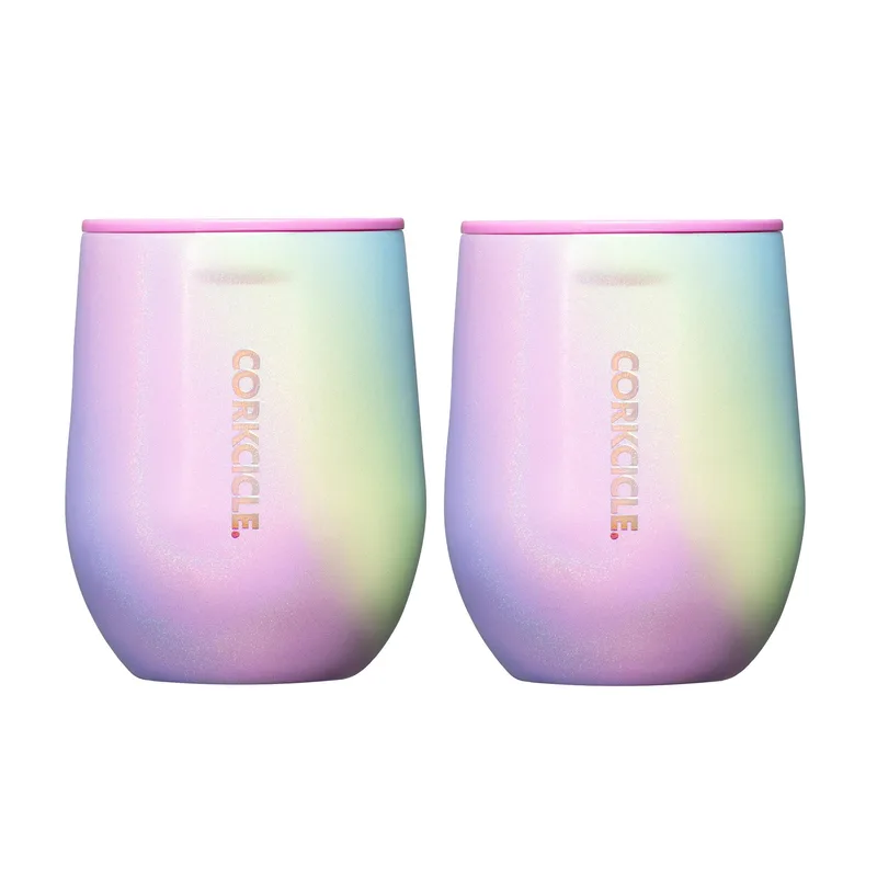 Corkcicle 12 Oz. Stemless - Rainbow Unicorn, 2 Pack