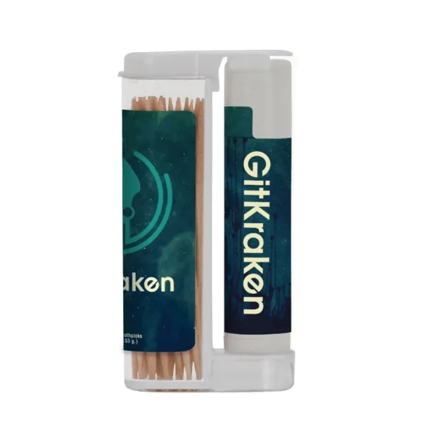 Wooden Toothpicks in a Rectangular Flip-Top Duo w/ Natural Lip Moisturizer view 3