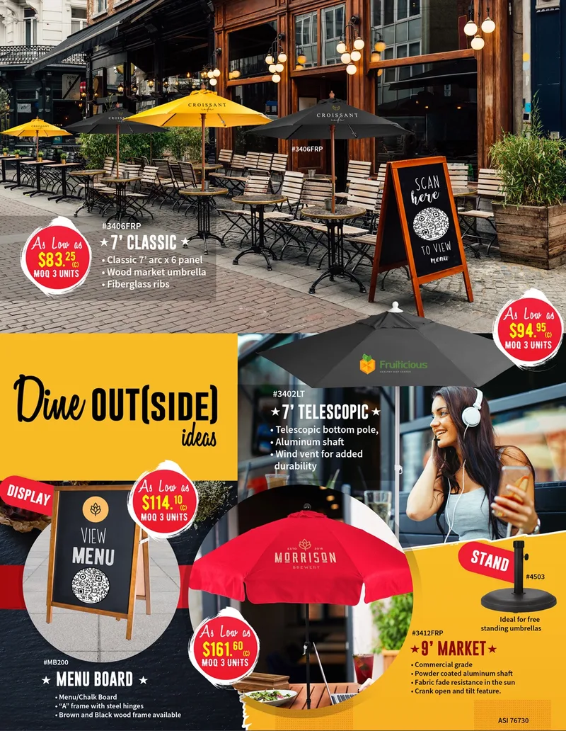7' Wooden Market Umbrella view 4