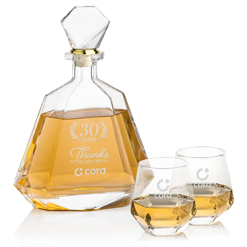 Decanter Set, Deep Etch, Decanter & 2 OTR