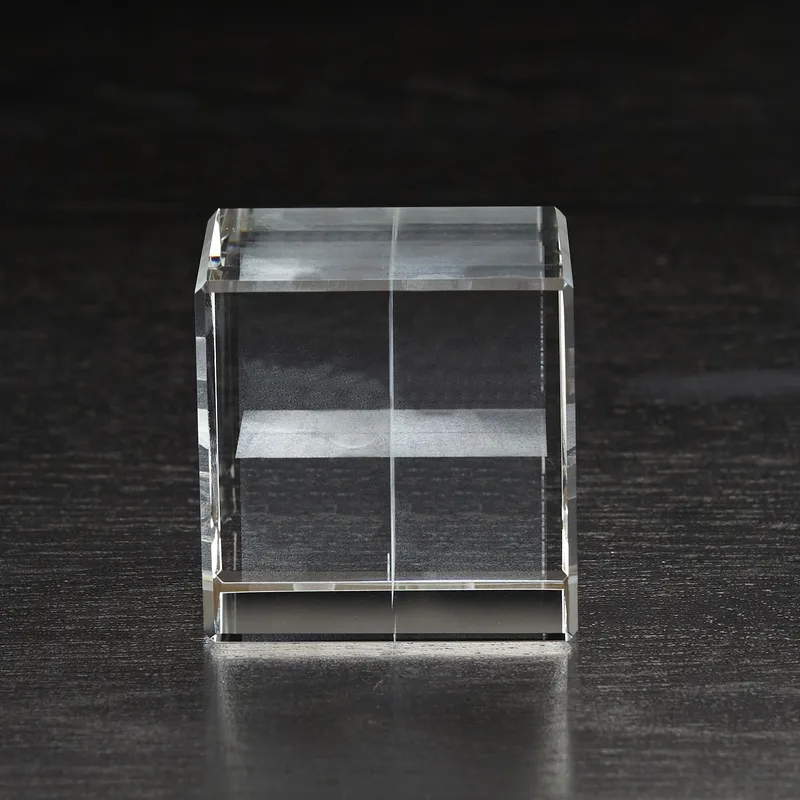 Medium Flat Cube 3D Crystal Award view 3