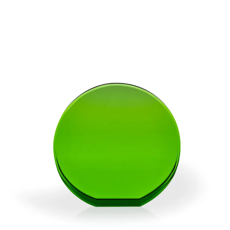 Brielle Green Crystal Beveled Circle with Flat Bottom, Large - UV Printed view 2