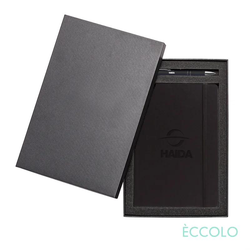 Journal & Clicker Pen Gift Set, Black/Black