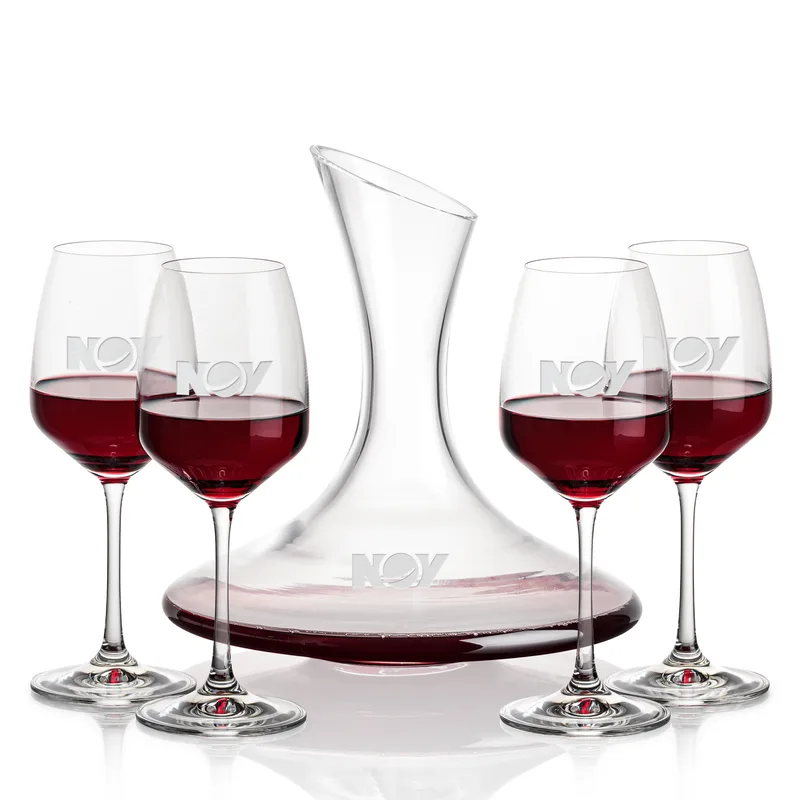 Stemmed Set, Oldham Wine Set, Carafe & 4 Wine