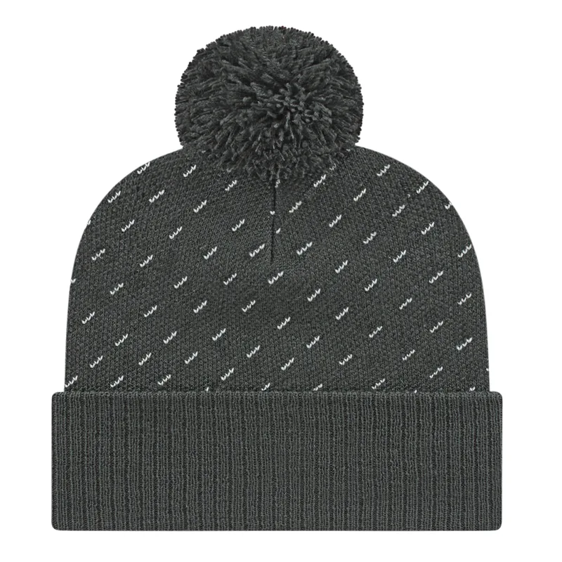 Diagonal Dash Knit Cap With Ribbed Cuff view 4