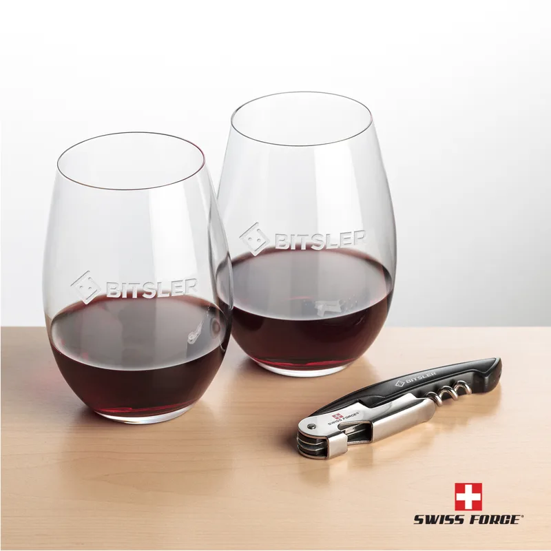 Impressive Wine Set, Laser Engraving, Black