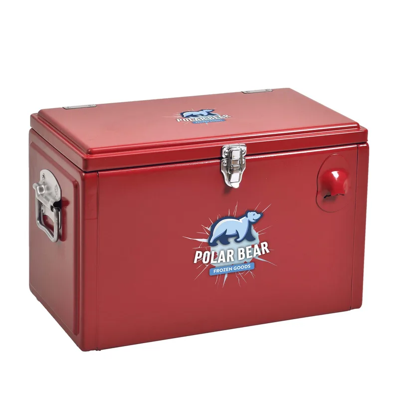 Metal Tool Box Cooler, Front & Top Imprint view 6