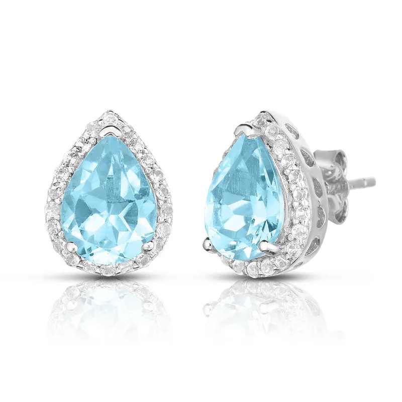 Jilco Inc Blue Topaz Earrings - Pear Shaped