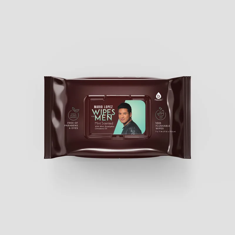 Pursonic 12 Pack Of Flushable Mario Lopez Man Wipes (1200 Mint Scented Wipes)