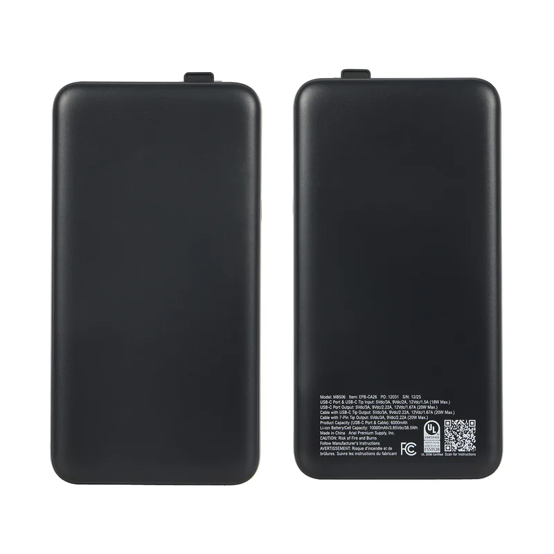 Cavalier 10000mAh 20W PD UL Listed Power Bank with Retractable Charging Cab view 2