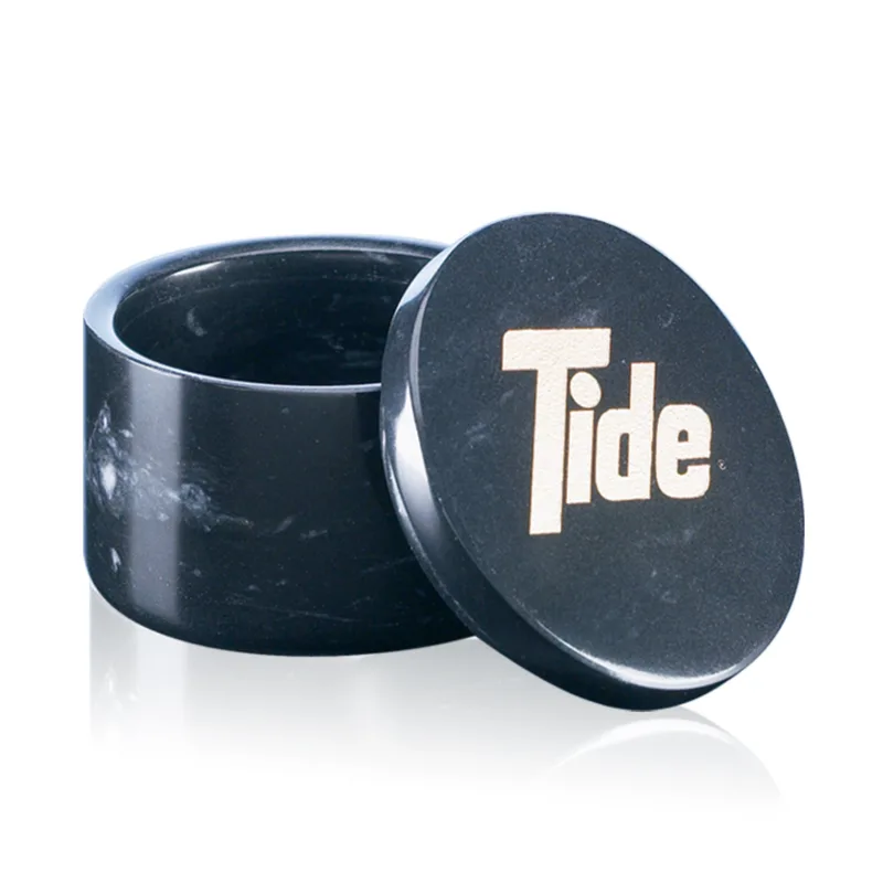 Round Box - Black Marble