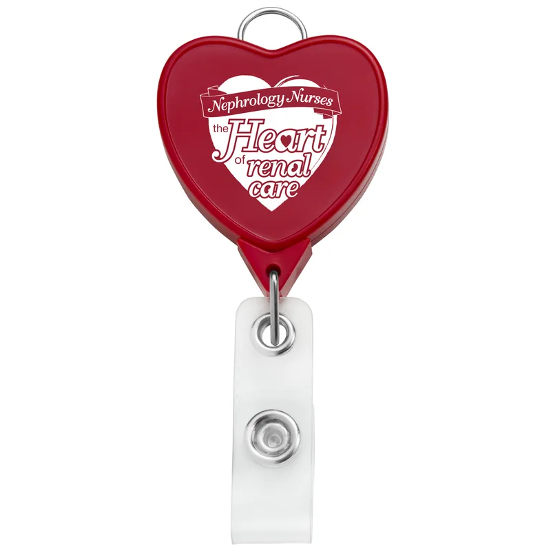 Jumbo Heart Retractable Badge Reel w/lanyard attachment view 4