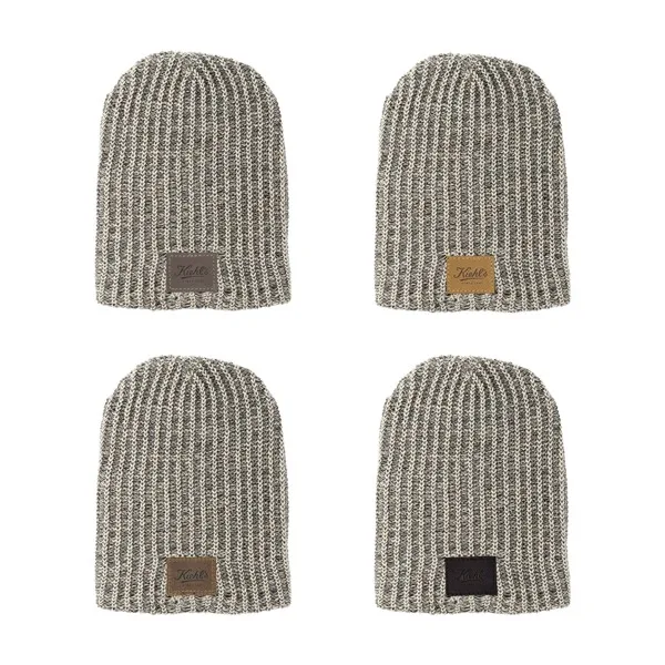 Haberdasher Knit Beanie with Leather Patch view 2