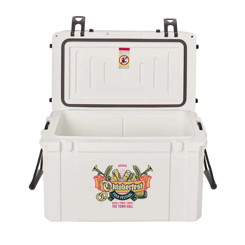 45L Bench Cooler, Front and Cushion Imprint view 4