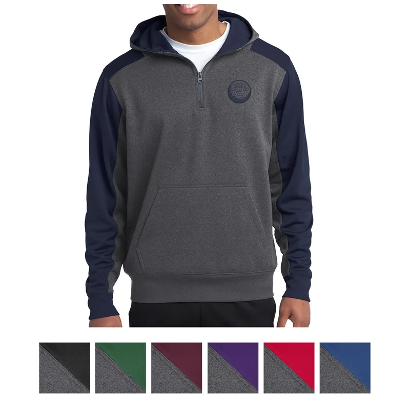 Sport-tek® Tech Fleece Colorblock 1/4-zip Hooded Sweatshirt view 2