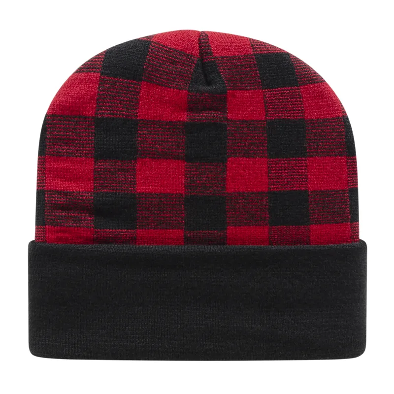 Plaid Knit Cap with Cuff view 4
