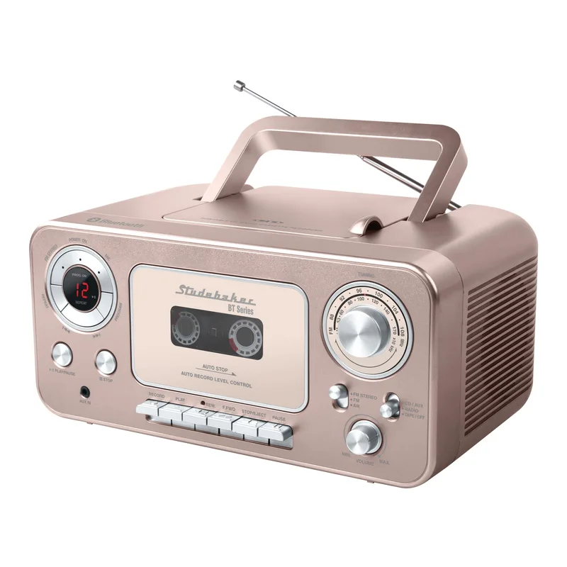 Studebaker Portable Bluetooth Cd Player, Am/Fm Radio, And Cassette Player/Recorder