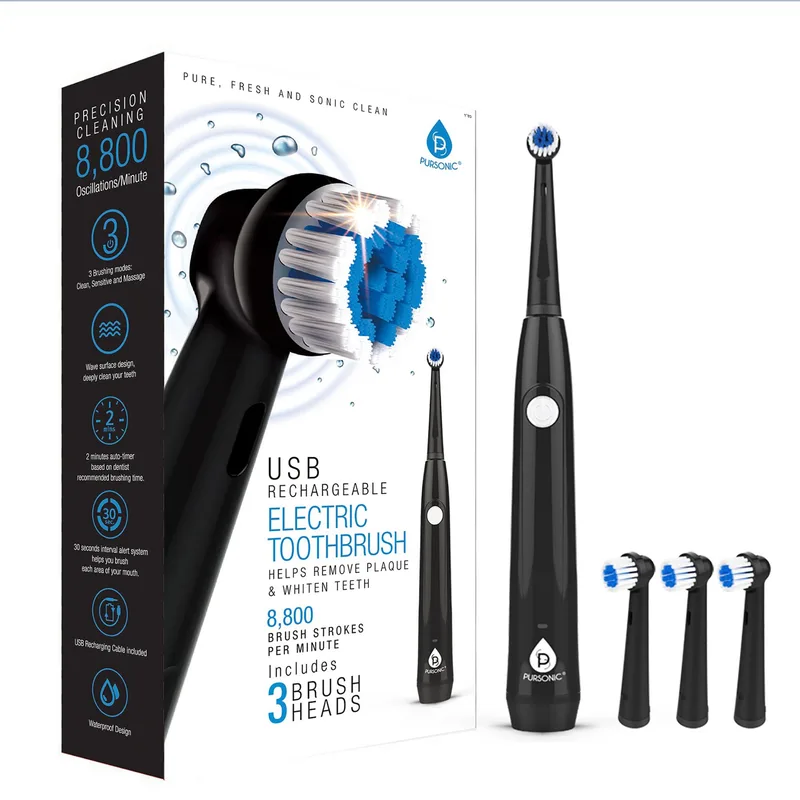 Pursonic Usb Rechargeable Rotary Toothbrush - Black