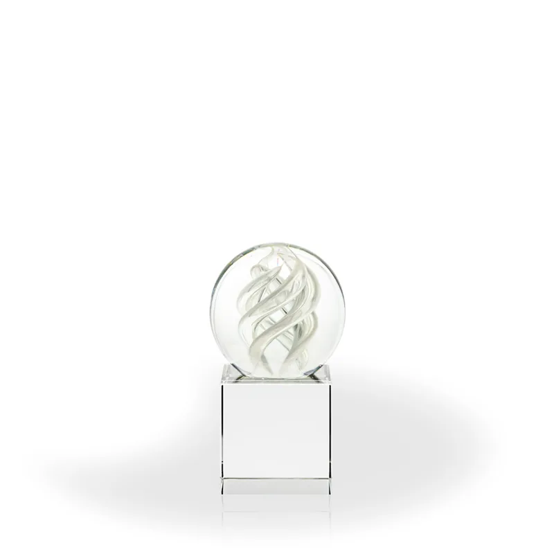 Ionia Art Glass Sphere Award - Clear Cube view 2