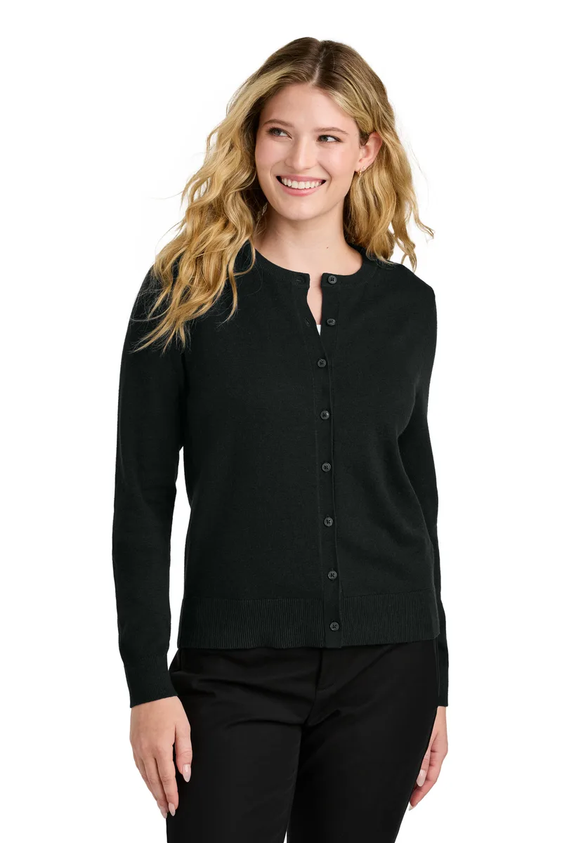 Port Authority® Women's Easy Care Crewneck Cardigan Sweater view 2