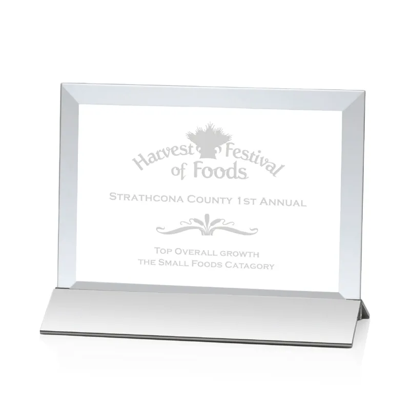 Deep Etch, Horizontal, Starfire Crystal, Silver, 6" x 4"