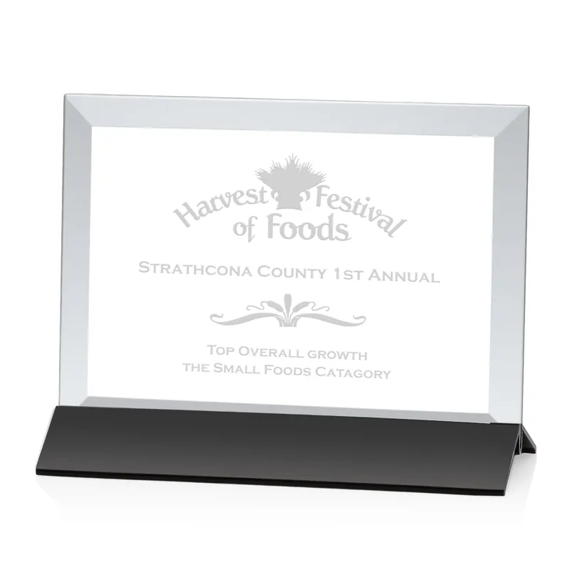 Deep Etch, Horizontal, Starfire Crystal, Black, 9" x 7"