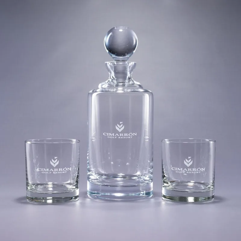 Uptown/Deluxe Crystal Bar Set w/Decanter & 2 Rocks Glasses