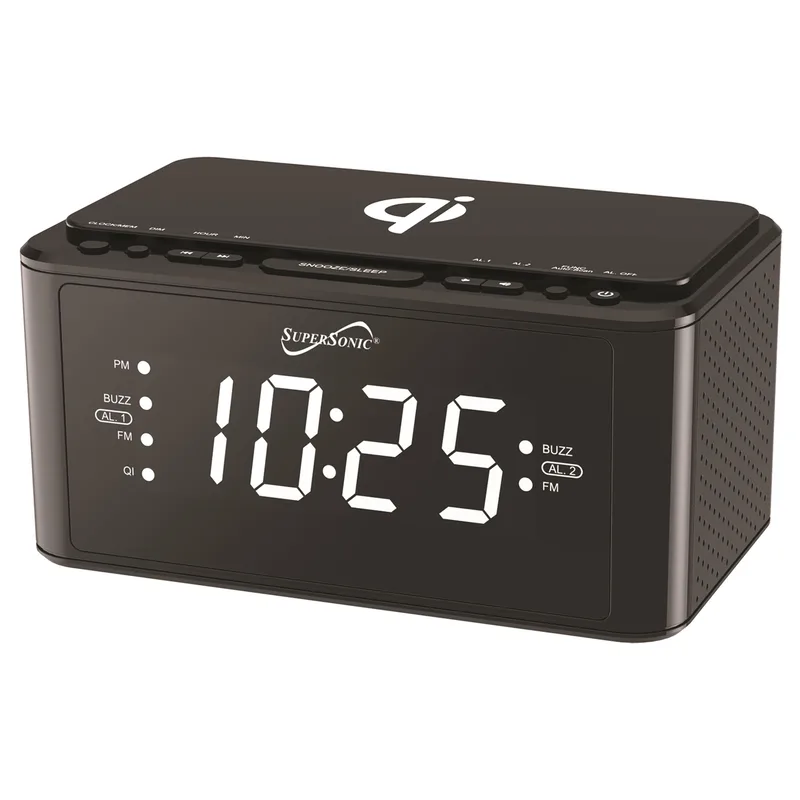 Supersonic® Clock Radio w/Qi Wireless Charging Station