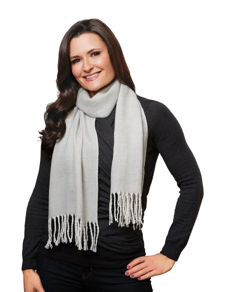 Herringbone Lambswool Scarf (Laser Patch) view 2