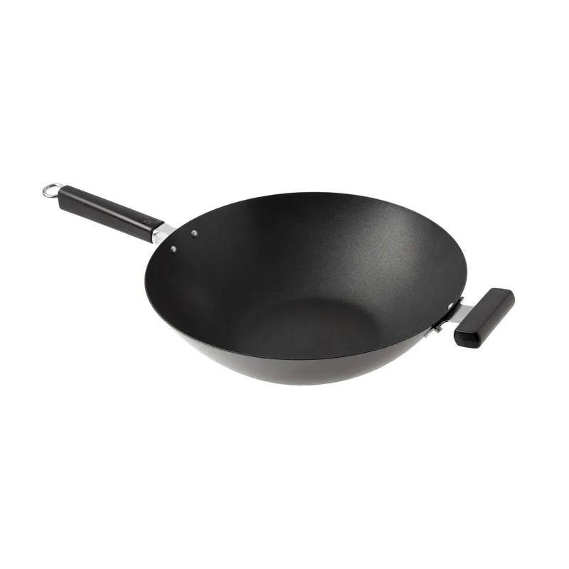 KitchenSupply Joyce Chen Professional Series 14" Carbon Excalibur Nonstick Flat Wok Phenolic Handle