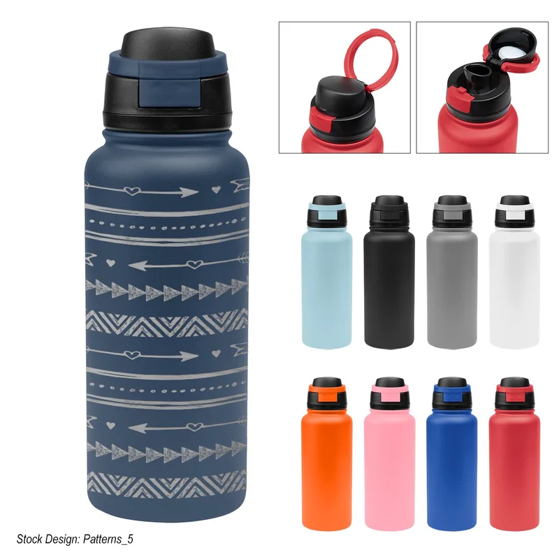 32 Oz. Full Laser Pop Sip Recycled Stainless Steel Bottle view 2