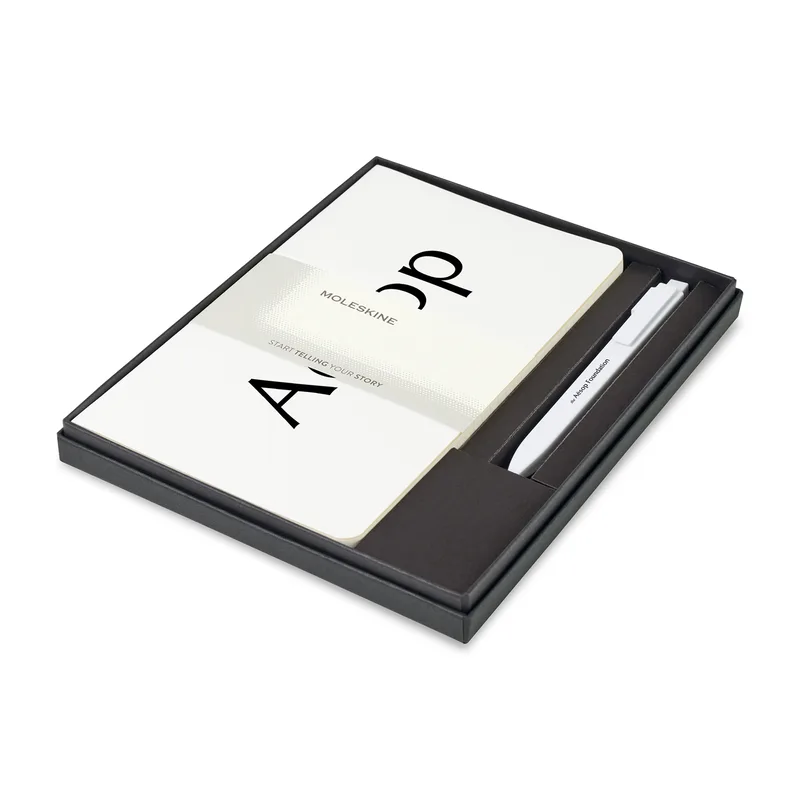 Moleskine® Large Volant and GO Pen Gift Set - White
