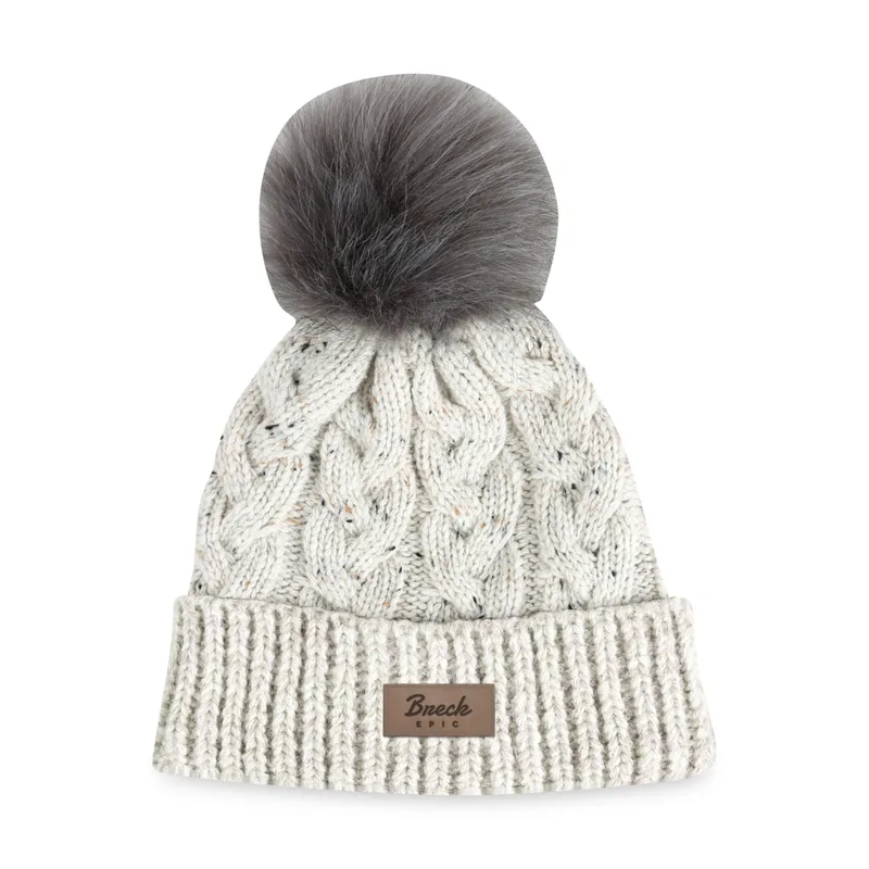 Ahead Speckle Pom Knit Hat - Oatmeal