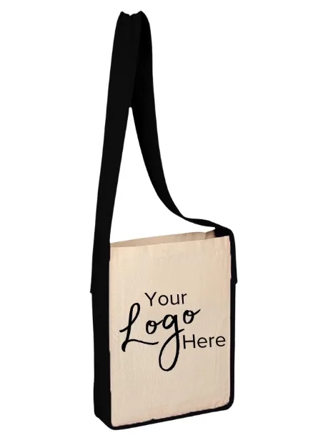Sling Tote Bag w/Color Handles & 3" Gusset (12"x15"x3")